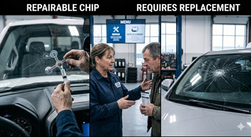 Windshield replacement required for large spreading cracks